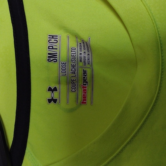 Adult Small Neon Yellow Chartreuse HeatGear UnderArmour shirt - Picture 2 of 2